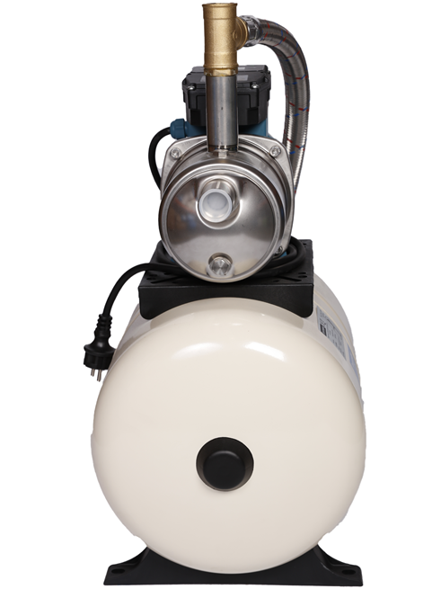 Calpeda waterworks with E-NGXM stainless steel pump and GWS pressure vessel