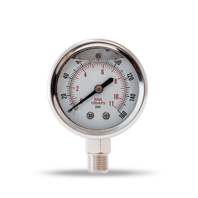 Glycerine manometer 0-10bar dia.50mm bottom connection 
