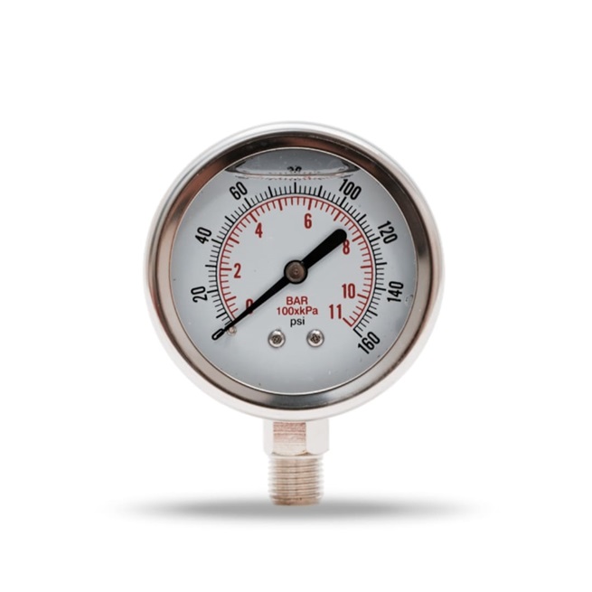 Glycerine manometer 0-10bar pr.60mm bottom connection