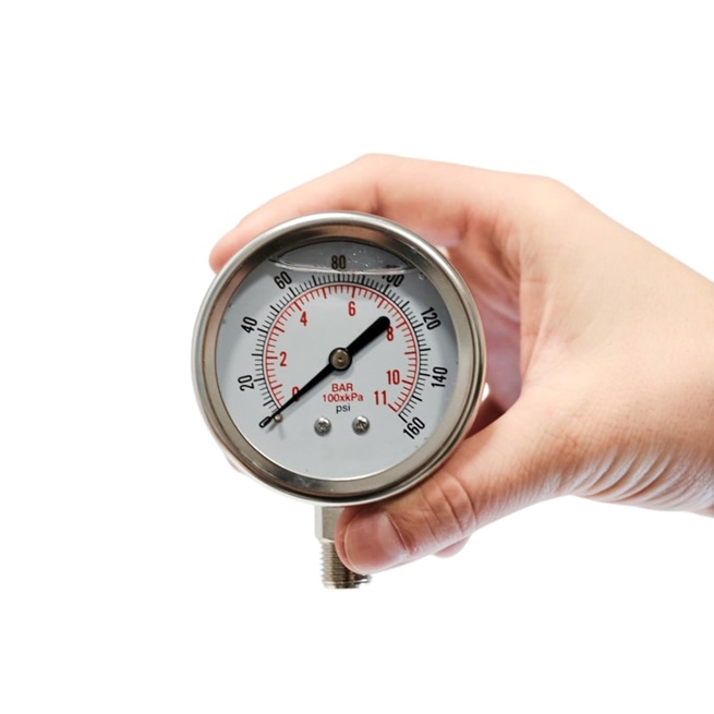 Glycerine manometer 0-10bar pr.60mm bottom connection