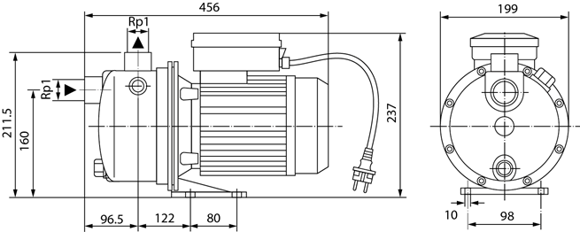 WILO WJ 204 X EM 1,0kW 230V samonasávací čerpadlo